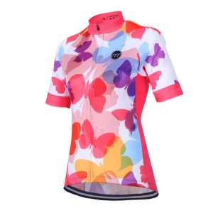 Madani ženski kolesarski dres Butterflies - roza