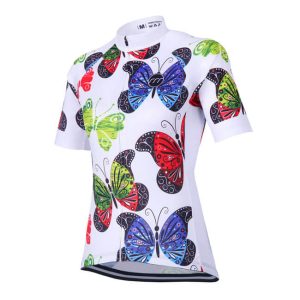 Madani ženski kolesarski dres Butterflies - bel