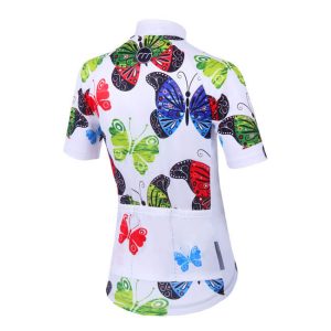 Madani ženski kolesarski dres Butterflies - bel