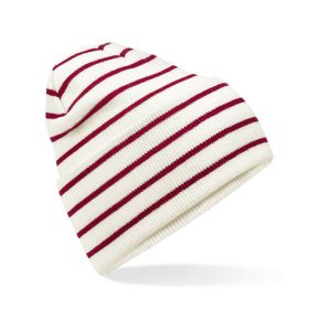 Beechfield kapa Striped Beanie - rdeča