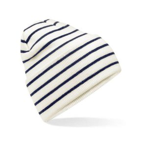 Beechfield kapa Striped Beanie - bela