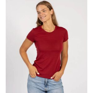 Menique ženska merino majica s kratkimi rokavi - cherry