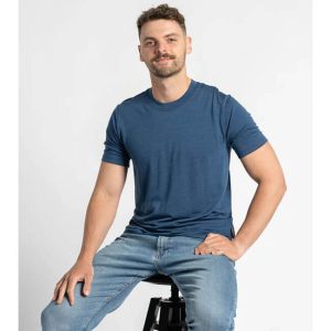 Menique moška merino majica s kratkimi rokavi - denim