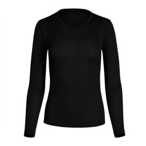 Menique ženska merino majica s dolgimi rokavi - črna