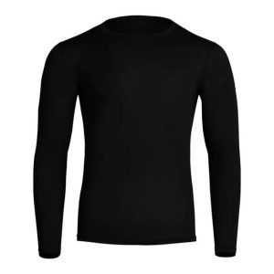 Menique moška merino majica s dolgimi rokavi - črna