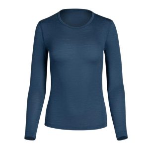 Menique ženska merino majica s dolgimi rokavi - denim
